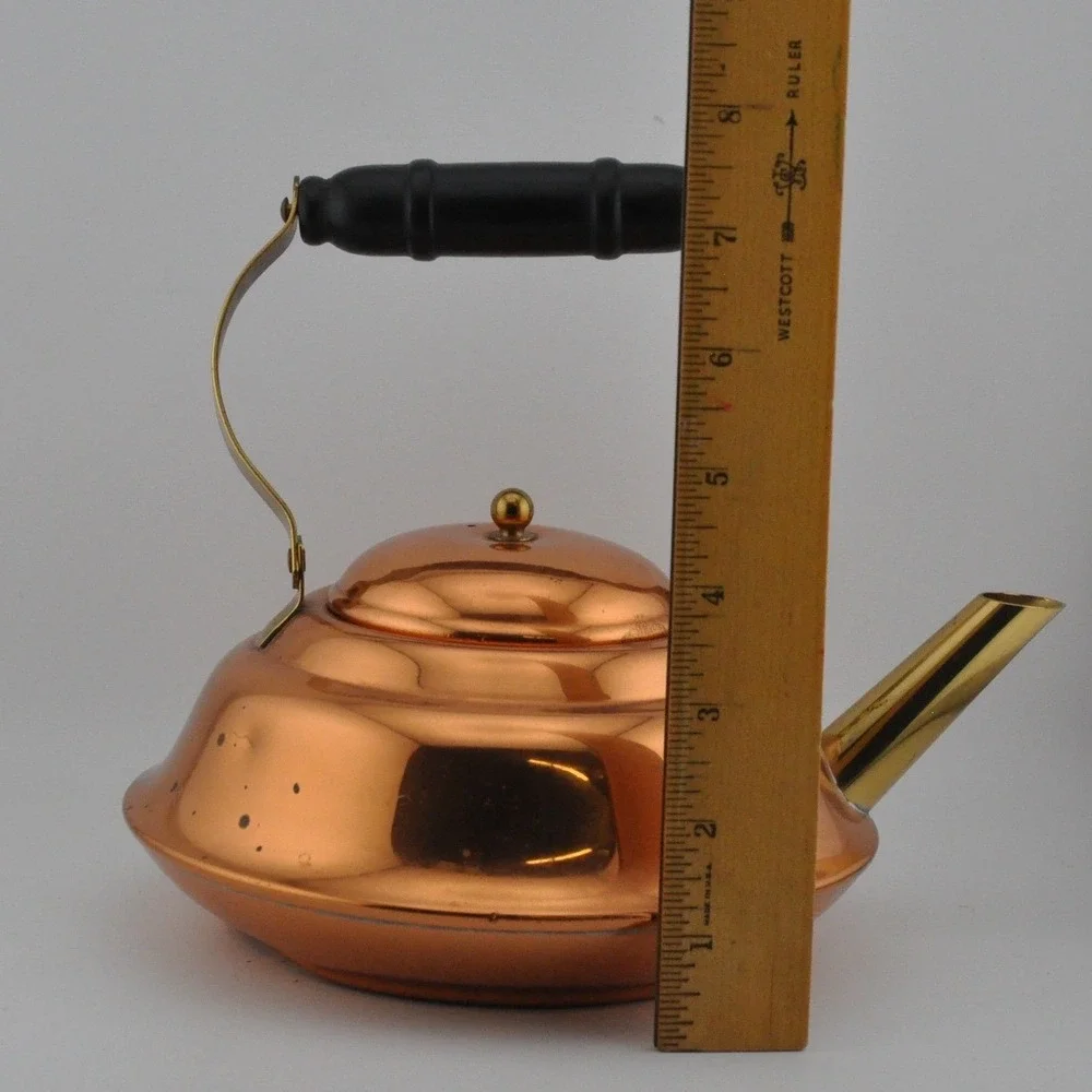 Coppercraft Guild Tea Kettle OS Copper Good Vintage Brass Wood Handle Taunton MA